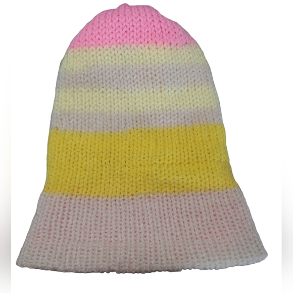 Reversible Double Knit Beanie-Yellow&Pink - Picture 5 of 10